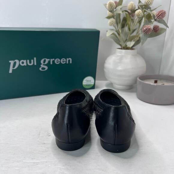 Paul Green Aries Flat Soft Nappa Diva Slip On Pointed Toe Black Women 7.5 - Picture 7 of 11